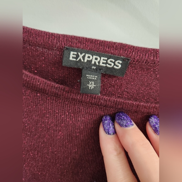 Express Maroon Shimmer Sweater Dress - Picture 3 of 4